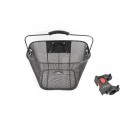 Front basket, steel net, plastic bracket QR5, black, size: 34x25x26cm